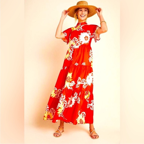 Anthropologie Corey Lynn Calter Giana Floral Tiered Maxi Dress Size:M - Picture 2 of 8